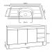 Balcão Gabinete com Pia Inox 150cm Andréia 3 Portas Cinza - AJL Móveis