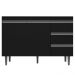 Balcão Gabinete de Pia sem Tampo 120cm 2 Portas 3 Gavetas Andréia Branco/Preto Total - AJL Móveis