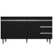 Balcão Gabinete de Pia sem Tampo 160cm 3 Portas 3 Gavetas Andréia Branco/Preto Total - AJL Móveis