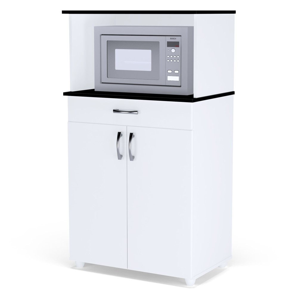 Balcão Micro-ondas Evie Branco Preto
