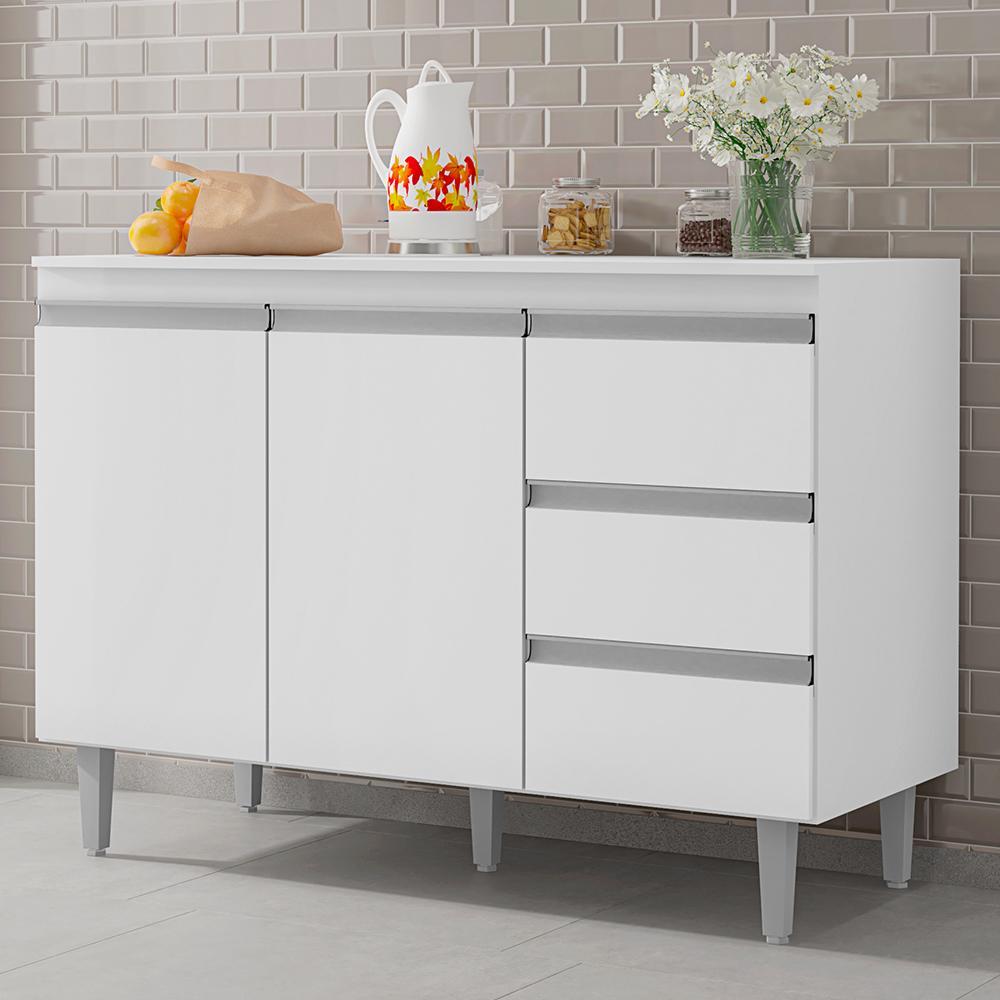 Balcão Pia Andréia 100cm Branco com Tampo MDP - AJL Móveis