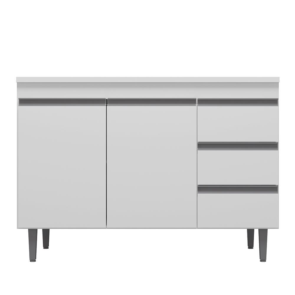Balcão Pia Andréia 120cm Branco com Tampo MDP - AJL Móveis