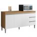 Balcão Pia Andréia 150cm Amêndoa/Branco com Tampo MDP - AJL Móveis
