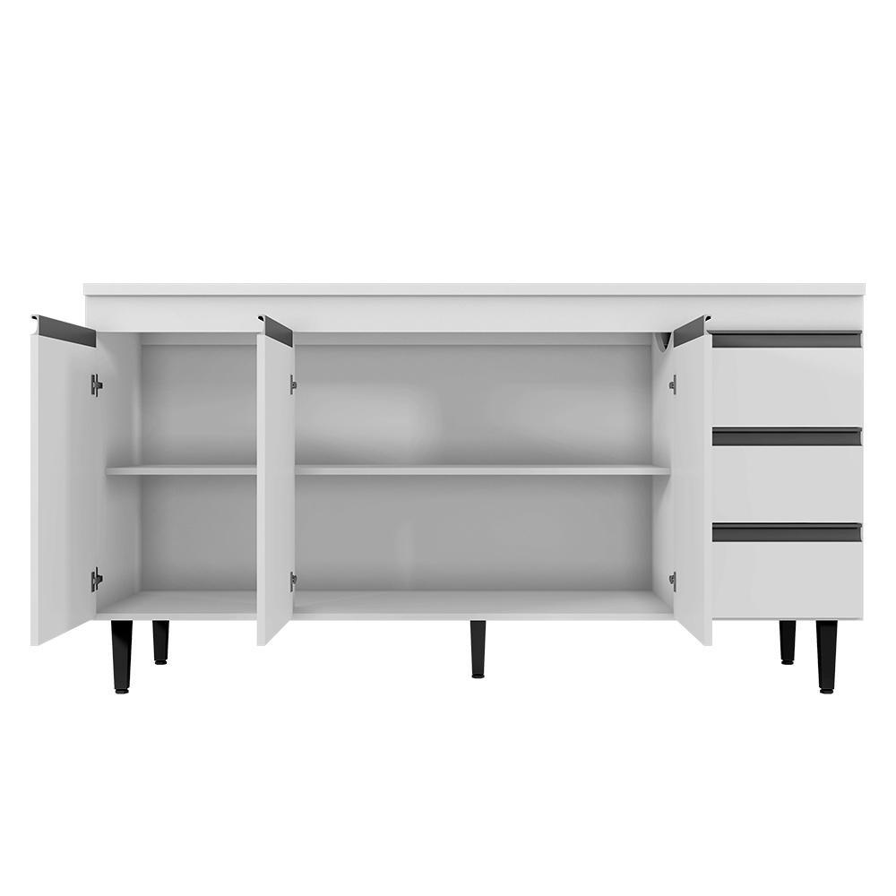 Balcão Pia Andréia 150cm Amêndoa/Branco com Tampo MDP - AJL Móveis