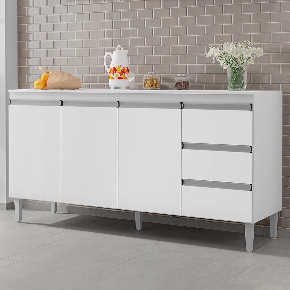 Balcão Pia Andréia 150cm Branco com Tampo MDP - AJL Móveis