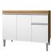 Balcão Pia Tatiane 118cm 3 Portas Amêndoa/Branco sem Tampo - AJL Móveis