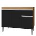Balcão Pia Tatiane 118cm 3 Portas Amêndoa/Preto sem Tampo - AJL Móveis
