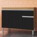 Balcão Pia Tatiane 118cm 3 Portas Amêndoa/Preto sem Tampo - AJL Móveis