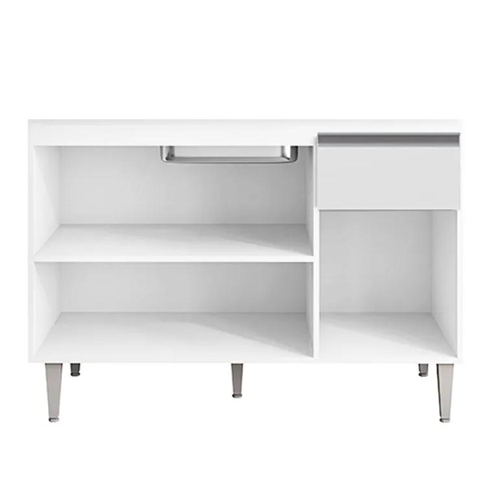 Balcão Pia Tatiane 118cm 3 Portas Branco sem Tampo - AJL Móveis