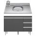 Balcão de Cozinha Com Pia Inox 100cm 3 Gavetas Andréia Cinza - AJL Móveis