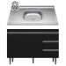 Balcão de Cozinha Com Pia Inox 100cm 3 Gavetas Andréia Preto - AJL Móveis