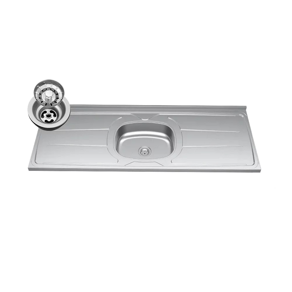 Balcão de Cozinha Com Pia Inox 120cm 1 Gaveta Tatiane Amêndoa/Preto - AJL Móveis