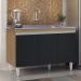 Balcão de Cozinha Com Pia Inox 120cm Manu Preto/Amêndoa - AJL Móveis