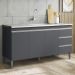 Balcão de Cozinha Com Pia Inox 160cm 3 Gavetas Andréia Cinza - AJL Móveis