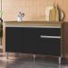Balcão de Cozinha Com Tampo 120cm 1 Gaveta Tatiane Amêndoa/Preto - AJL Móveis