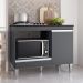 Balcão de Cozinha Para Cooktop e Forno Microondas Carla Cinza - AJL Móveis