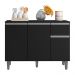 Balcão de Cozinha Vanessa 105cm Preto com Tampo MDP - AJL Móveis
