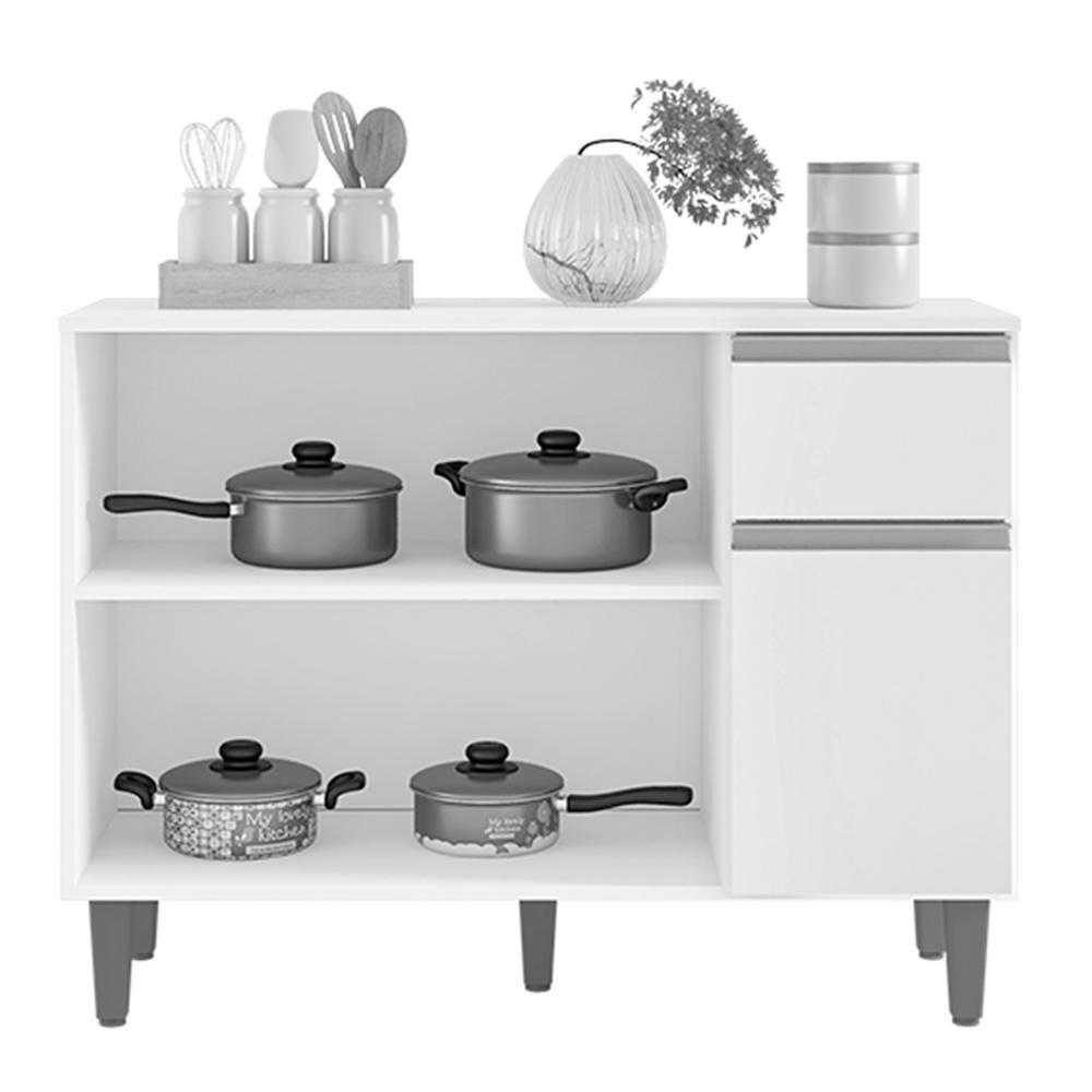 Balcão de Cozinha Vanessa 105cm Preto com Tampo MDP - AJL Móveis