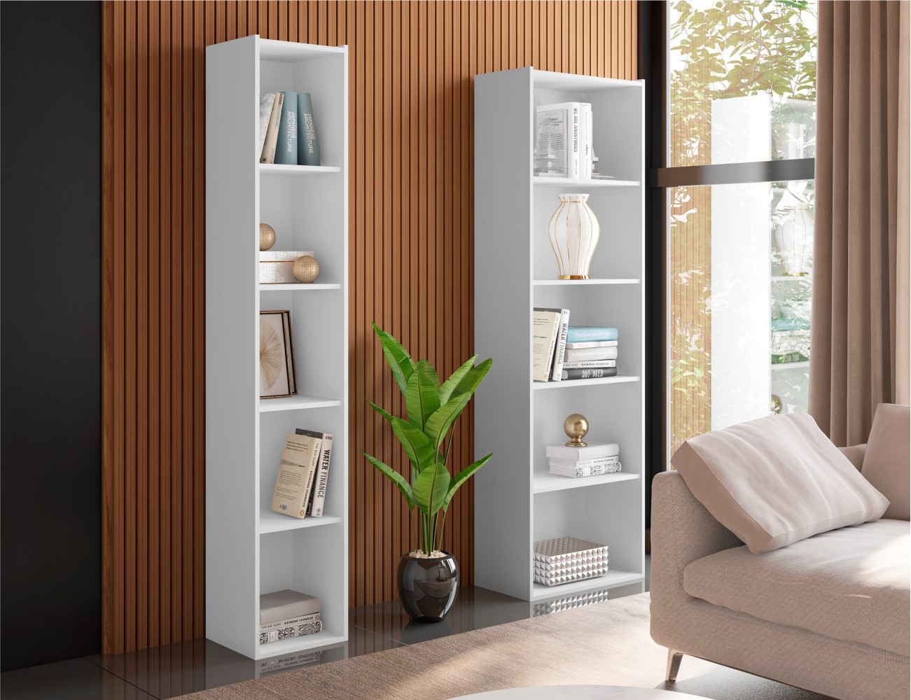 Conjunto Estante Livreiro 4 Prateleiras Julia Ruby Branco