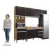 Cozinha Modulada 4 Peças Balcão com Pia 120cm Andréia Amêndoa/Preto - AJL Móveis
