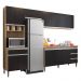 Cozinha Modulada 4 Peças Balcão com Pia 160cm Andréia Amêndoa/Preto - AJL Móveis