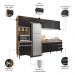 Cozinha Modulada 4 Peças Balcão com Pia 160cm Andréia Amêndoa/Preto - AJL Móveis