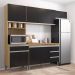 Cozinha Modulada 4 Peças Balcão com Tampo 120cm Andréia Amêndoa/Preto - AJL Móveis