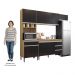 Cozinha Modulada 4 Peças Balcão com Tampo 120cm Andréia Amêndoa/Preto - AJL Móveis