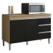 Cozinha Modulada 4 Peças Balcão com Tampo 120cm Andréia Amêndoa/Preto - AJL Móveis