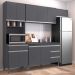 Cozinha Modulada 4 Peças Balcão com Tampo 120cm Andréia Cinza- AJL Móveis