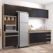 Cozinha Modulada 4 Peças Balcão com Tampo 160cm Andréia Amêndoa/Preto - AJL Móveis