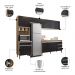 Cozinha Modulada 4 Peças Balcão com Tampo 160cm Andréia Amêndoa/Preto - AJL Móveis