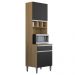 Cozinha Modulada 4 Peças Balcão com Tampo 160cm Andréia Amêndoa/Preto - AJL Móveis