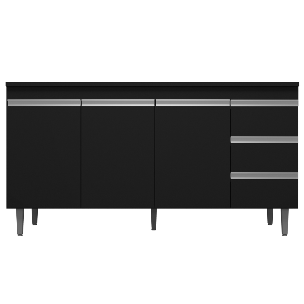 Cozinha Modulada 4 Peças Balcão com Tampo 160cm Andréia Preto - AJL Móveis