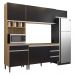 Cozinha Modulada 4 Peças Balcão sem Tampo 120cm Andréia Amêndoa/Preto - AJL Móveis