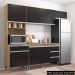 Cozinha Modulada 4 Peças Balcão sem Tampo 120cm Andréia Amêndoa/Preto - AJL Móveis