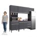 Cozinha Modulada 4 Peças Balcão sem Tampo 120cm Andréia Cinza - AJL Móveis
