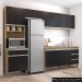 Cozinha Modulada 4 Peças Balcão sem Tampo 160cm Andréia Amêndoa/Preto - AJL Móveis