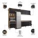 Cozinha Modulada 4 Peças Balcão sem Tampo 160cm Andréia Amêndoa/Preto - AJL Móveis