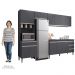 Cozinha Modulada 4 Peças Balcão sem Tampo 160cm Andréia Cinza - AJL Móveis