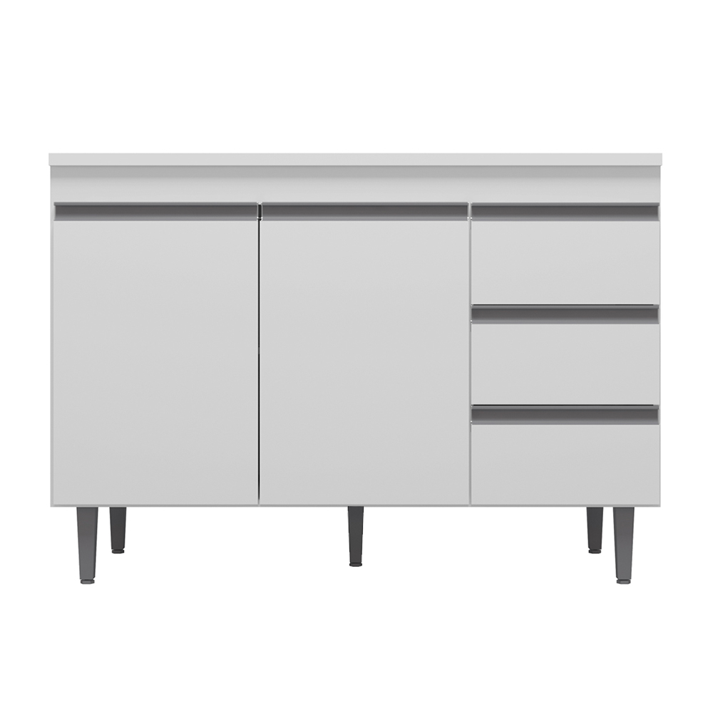 Cozinha Modulada 5 Peças Balcão com Pia 120cm Andréia Branco - AJL Móveis