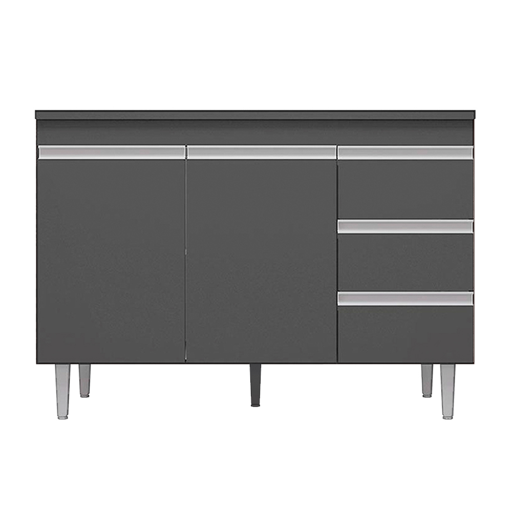 Cozinha Modulada 5 Peças Balcão com Pia 120cm Andréia Cinza- AJL Móveis