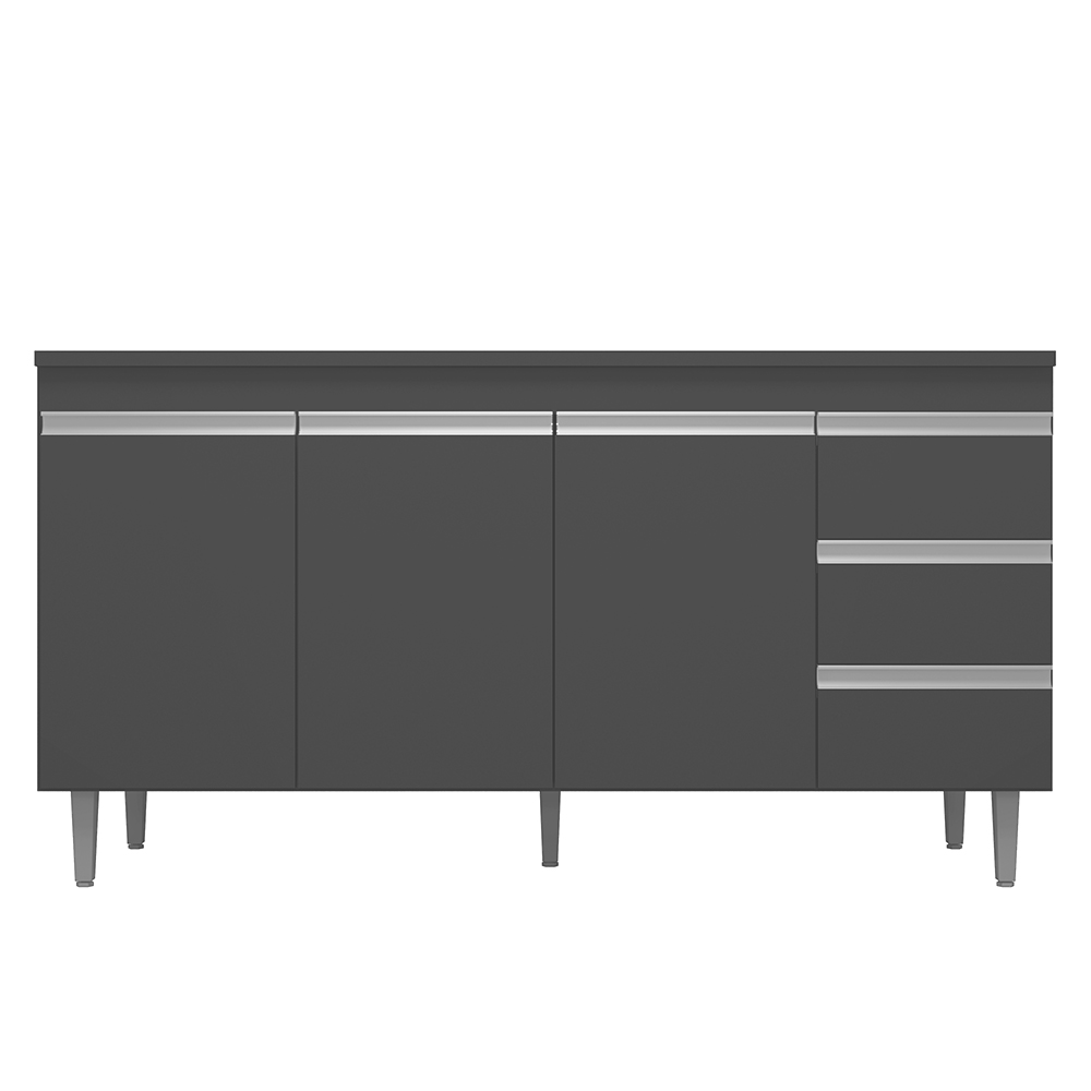 Cozinha Modulada 5 Peças Balcão com Pia 160cm Andréia Cinza - AJL Móveis