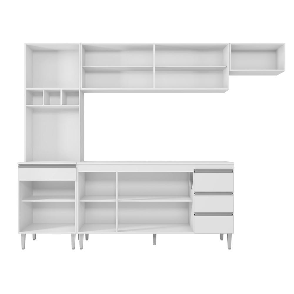Cozinha Modulada Andréia 5 Peças 274cm Branco - AJL Móveis