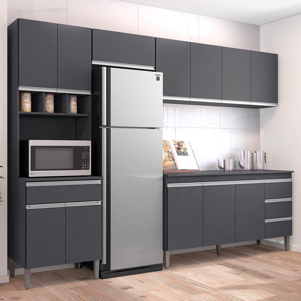 Cozinha Modulada Andréia 5 Peças 274cm Cinza - AJL Móveis