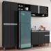 Cozinha Modulada Completa 230cm Com Balcão e Armário Aéreo Vanessa Preto Fosco - AJL Móveis