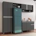 Cozinha Modulada Vanessa 230cm Paneleiro, Balcão com Tampo MDP e Aéreo Cinza - AJL Móveis