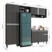Cozinha Modulada Vanessa 230cm Paneleiro, Balcão com Tampo MDP e Aéreo Cinza - AJL Móveis