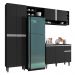 Cozinha Modulada Vanessa 230cm Paneleiro, Balcão com Tampo MDP e Aéreo Preto - AJL Móveis