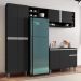 Cozinha Modulada Vanessa 230cm Paneleiro, Balcão com Tampo MDP e Aéreo Preto - AJL Móveis